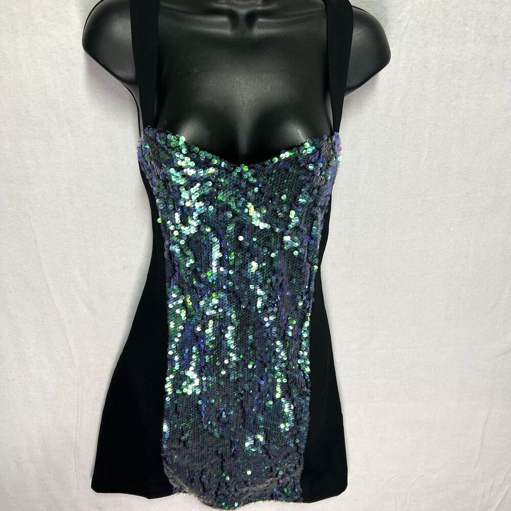 MINKPINK Sequin Mini Dress Bodycon Backless Strap Party M Birthday Vegas Miami
